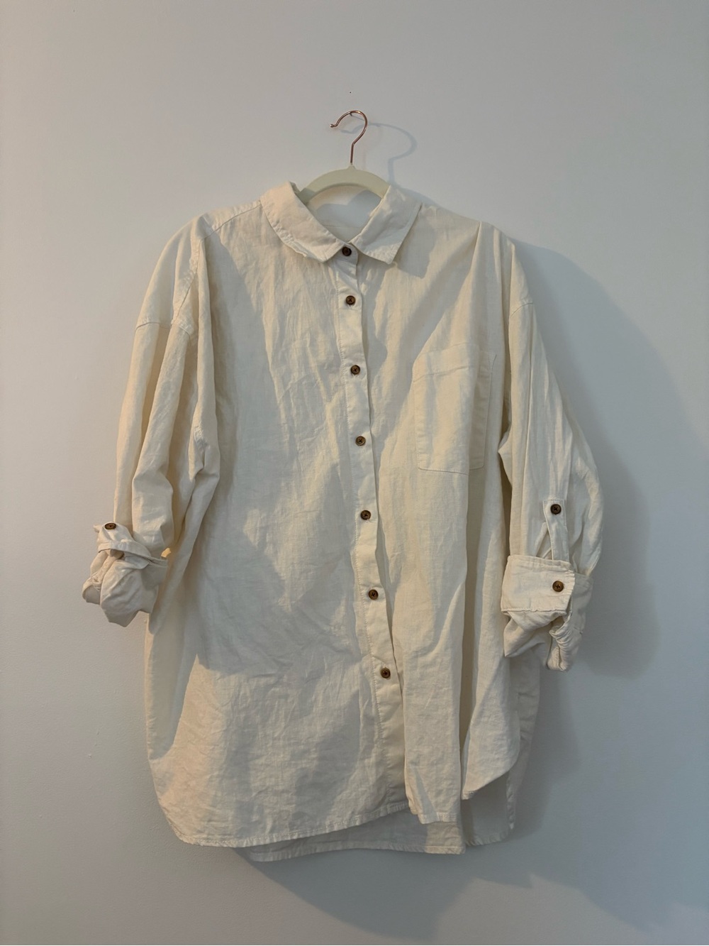 Joe Fresh White Button-Up Linen/Cotton Shirt 2X